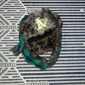 Oakland A's Green Plaid Trapper Hat